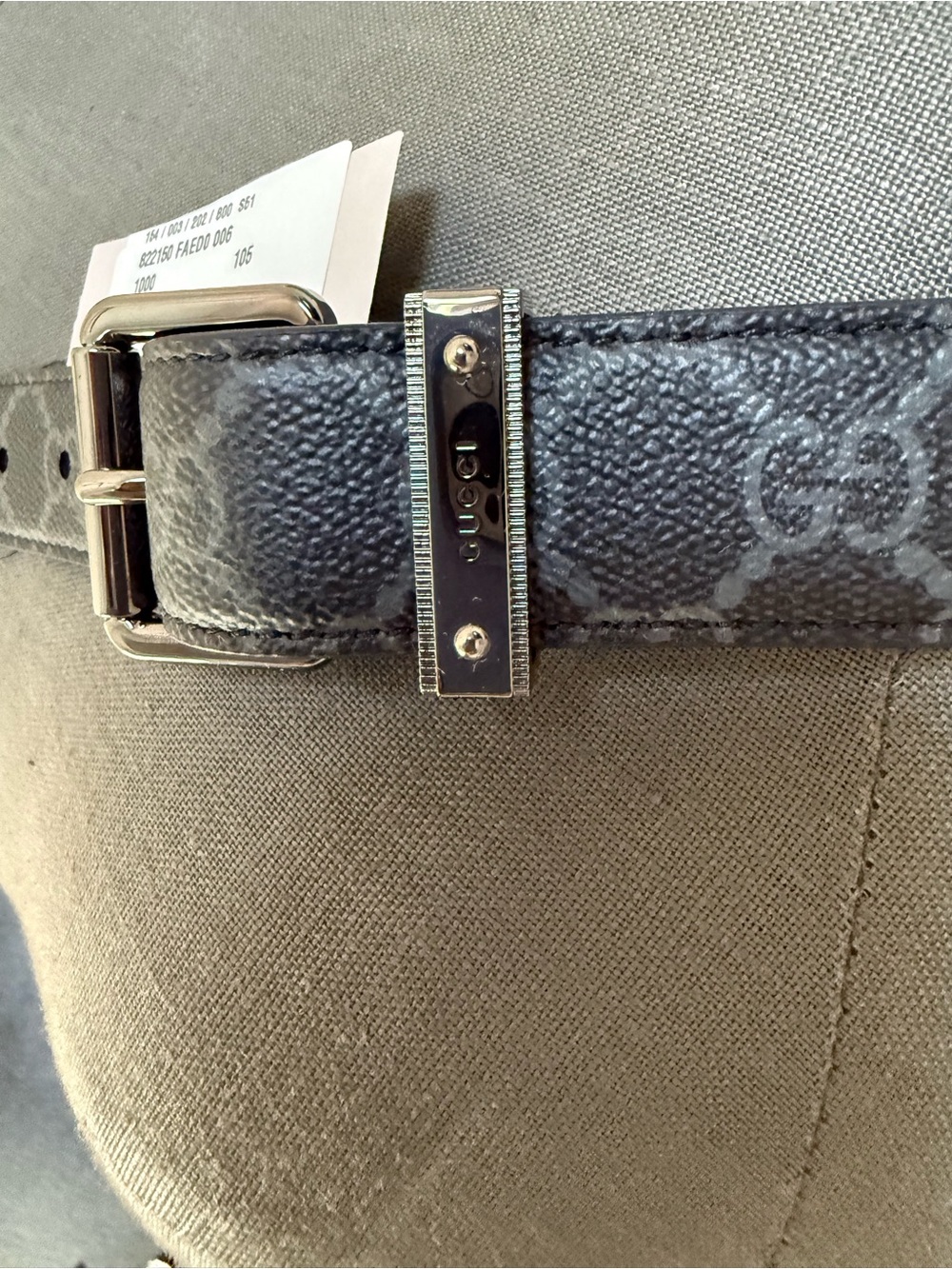 Gucci Black GG Icon/Duomo Lux Leather Belt with Silver Hardware 105